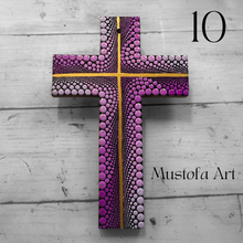 Load image into Gallery viewer, Custom Medium Hand Painted Cross by Mustofa Art
