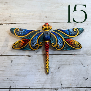 Magical Dragonfly Hand carved and Dot Painted by Mustofa Art Various Options