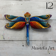 Load image into Gallery viewer, Magical Dragonfly Hand carved and Dot Painted by Mustofa Art Various Options
