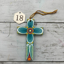 Load image into Gallery viewer, Custom Small Hand Painted Cross Ornament&#39;s by Mustofa Art
