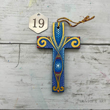 Load image into Gallery viewer, Custom Small Hand Painted Cross Ornament&#39;s by Mustofa Art
