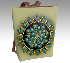 Vegan Leather Backpack Hope and Justice Mandala