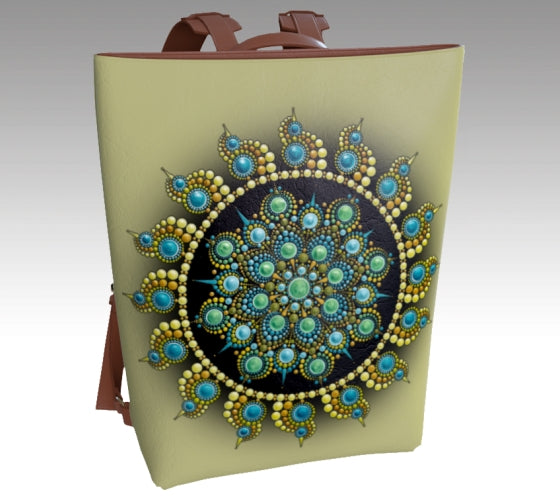 Vegan Leather Backpack Hope and Justice Mandala