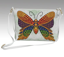 Load image into Gallery viewer, Vegan Leather Cross Body Purse Rainbow Dots Butterfly
