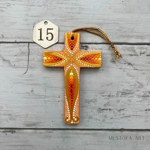 Custom Small Hand Painted Cross Ornament's by Mustofa Art