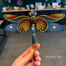 Load image into Gallery viewer, Magical Dragonfly Hand carved and Dot Painted by Mustofa Art Various Options
