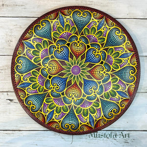 Beautiful Wooden Plate Hand Painted by Mustofa Art *Multiple Options