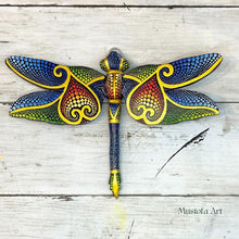 Load image into Gallery viewer, Magical Dragonfly Hand carved and Dot Painted by Mustofa Art Various Options
