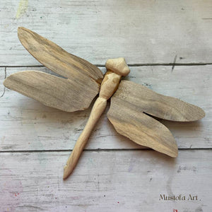 Unpainted Wooden Dragonfly Figurine Kit by Mustofa Art