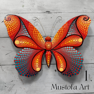 Large Magical Butterfly Hand carved and Dot Painted by Mustofa Art Various Options