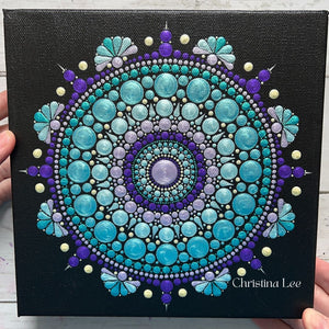 Blue Sun 8" x 8" on Canvas by Christina Lee