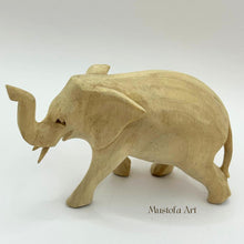 Load image into Gallery viewer, Unpainted Wooden Elephant Figurines Hand Carved by Mustofa Art
