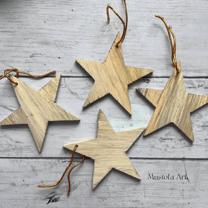 Unpainted Handmade Wooden Star by Mustofa Art