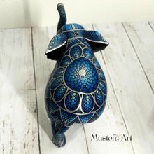 Load image into Gallery viewer, Large Blue Elephant Hand Carved and Painted by Mustofa Art
