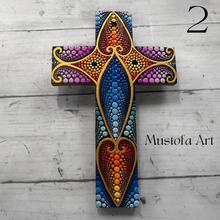 Load image into Gallery viewer, Custom Medium Hand Painted Cross by Mustofa Art
