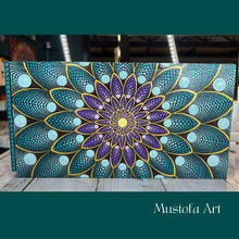 Load image into Gallery viewer, Beautiful Wooden Square Treasure Box Blue Flower Petal Motif by Mustofa Art
