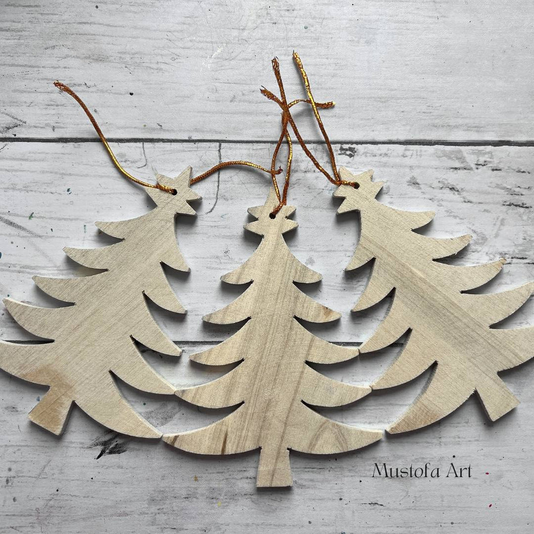 Unpainted Handmade Wooden Tree by Mustofa Art