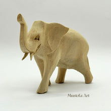 Load image into Gallery viewer, Unpainted Wooden Elephant Figurines Hand Carved by Mustofa Art
