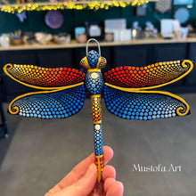 Load image into Gallery viewer, Magical Dragonfly Hand carved and Dot Painted by Mustofa Art Various Options
