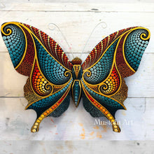 Load image into Gallery viewer, Large Magical Butterfly Hand carved and Dot Painted by Mustofa Art Various Options
