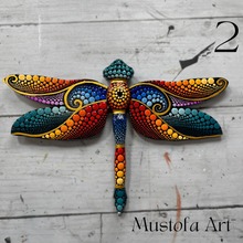 Load image into Gallery viewer, Magical Dragonfly Hand carved and Dot Painted by Mustofa Art Various Options
