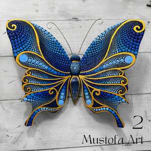 Large Magical Butterfly Hand carved and Dot Painted by Mustofa Art Various Options