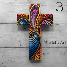 Load image into Gallery viewer, Custom Medium Hand Painted Cross by Mustofa Art
