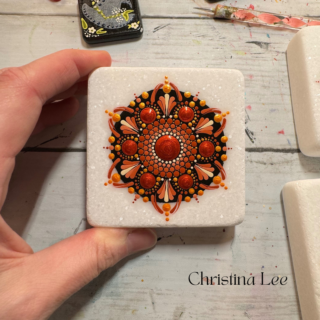 Late Autumn 3x3 Hand Painted Santorini Marble