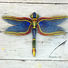 Load image into Gallery viewer, Magical Dragonfly Hand carved and Dot Painted by Mustofa Art Various Options
