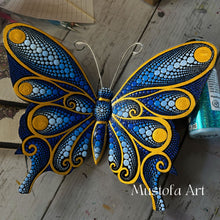 Load image into Gallery viewer, Medium Magical Butterfly Hand carved and Dot Painted by Mustofa Art Various Options
