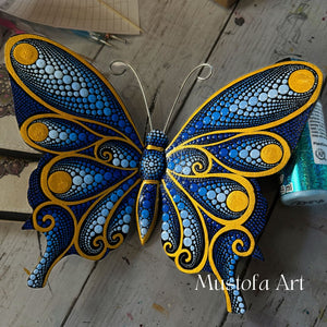 Medium Magical Butterfly Hand carved and Dot Painted by Mustofa Art Various Options