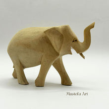 Load image into Gallery viewer, Unpainted Wooden Elephant Figurines Hand Carved by Mustofa Art
