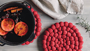 Chili Red Recycled Wool Felt Dot Trivet