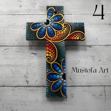 Load image into Gallery viewer, Custom Medium Hand Painted Cross by Mustofa Art
