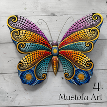 Load image into Gallery viewer, Large Magical Butterfly Hand carved and Dot Painted by Mustofa Art Various Options
