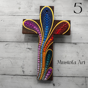 Custom Medium Hand Painted Cross by Mustofa Art