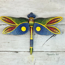 Load image into Gallery viewer, Magical Dragonfly Hand carved and Dot Painted by Mustofa Art Various Options
