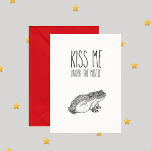 Kiss Me Under The Mistletoad - Pun Greeting Card