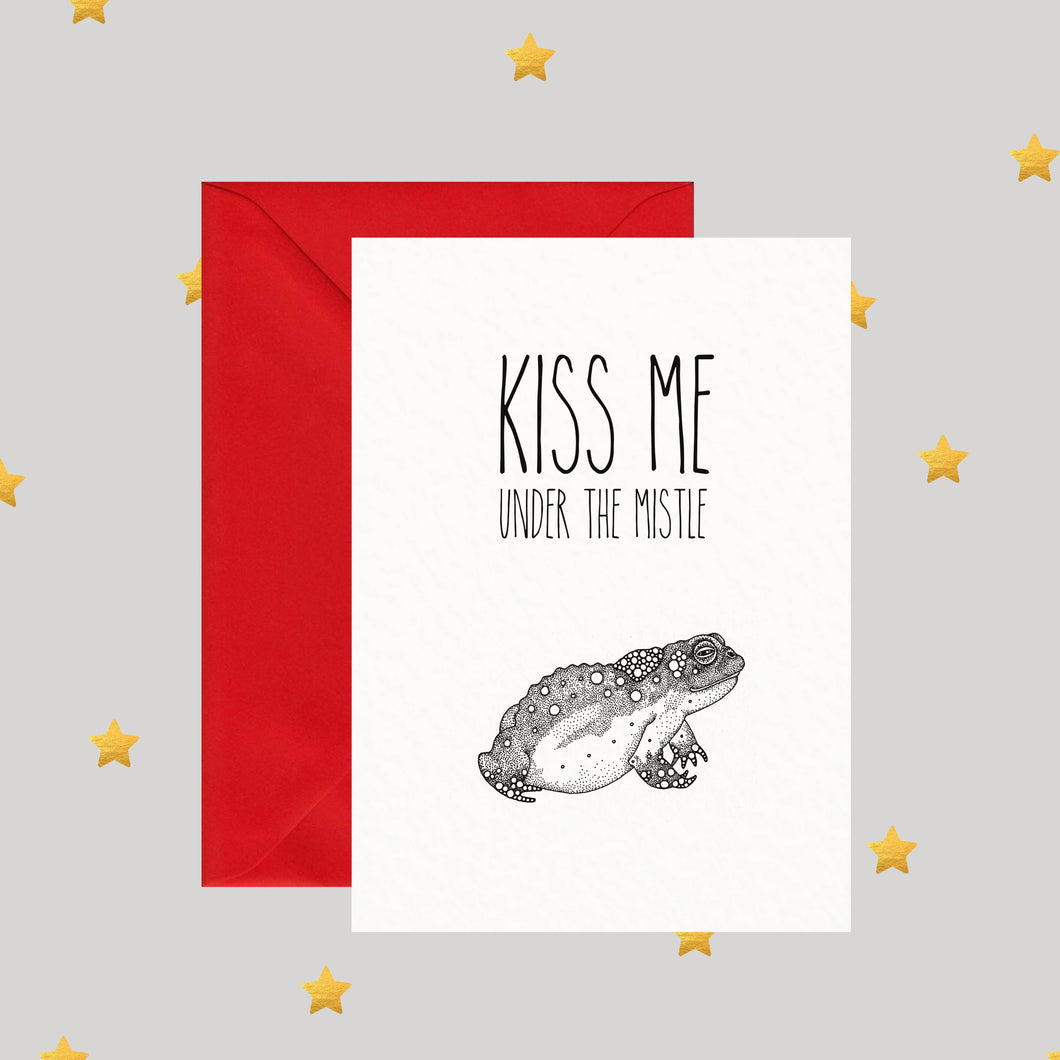 Kiss Me Under The Mistletoad - Pun Greeting Card