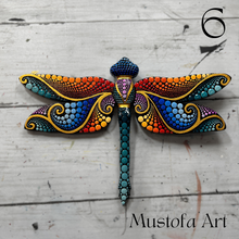 Load image into Gallery viewer, Magical Dragonfly Hand carved and Dot Painted by Mustofa Art Various Options
