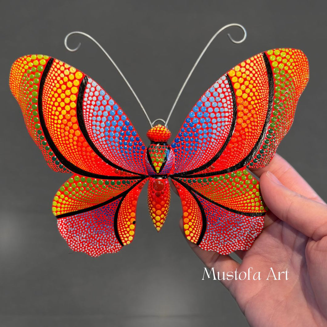 Mini Magical Butterfly Hand carved and Dot Painted by Mustofa Art Various Options