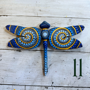 Magical Dragonfly Hand carved and Dot Painted by Mustofa Art Various Options