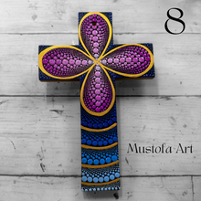 Load image into Gallery viewer, Custom Medium Hand Painted Cross by Mustofa Art
