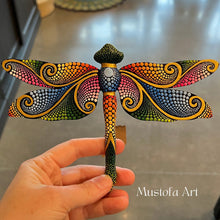 Load image into Gallery viewer, Magical Dragonfly Hand carved and Dot Painted by Mustofa Art Various Options
