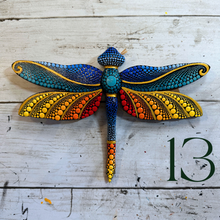 Load image into Gallery viewer, Magical Dragonfly Hand carved and Dot Painted by Mustofa Art Various Options
