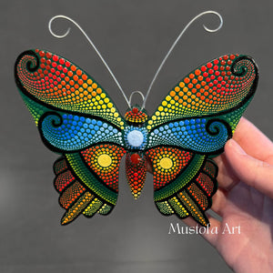 Mini Magical Butterfly Hand carved and Dot Painted by Mustofa Art Various Options