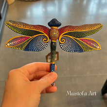 Load image into Gallery viewer, Magical Dragonfly Hand carved and Dot Painted by Mustofa Art Various Options
