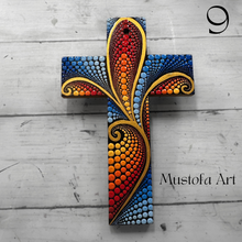 Load image into Gallery viewer, Custom Medium Hand Painted Cross by Mustofa Art
