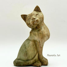 Load image into Gallery viewer, Unpainted Wooden Cat Figurines Hand Carved by Mustofa Art
