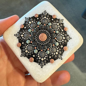 Rose Gold and Black 3" Square Hand Painted Santorini Marble